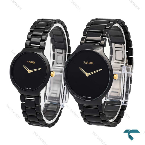 ساعت ست رادو تمام سرامیکی مشکی عقربه طلایی Rado-6339-S