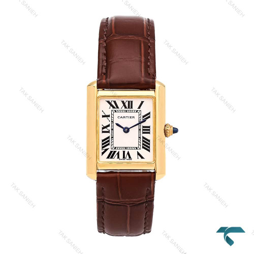 ساعت کارتیه Tank زنانه طلایی بند چرم قهوه ای اسمال Cartier-6363-L ساعت کارتیه Tank زنانه طلایی بند چرم قهوه ای اسمال Cartier-6363-L
