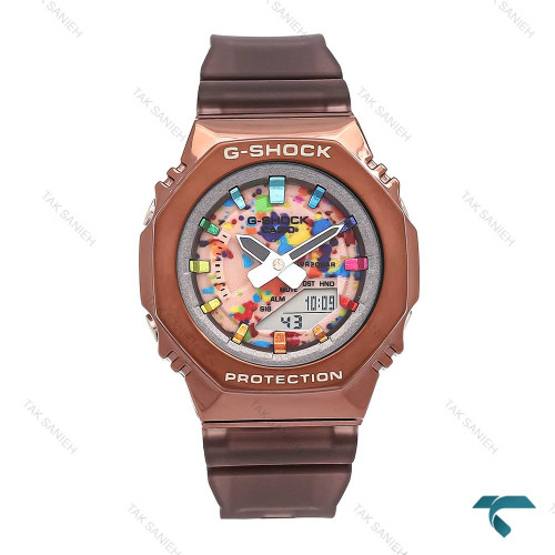 ساعت جی شاک GM-S2100 زنانه قهوه ای صفحه رنگین کمانی G-shock-6387-L ساعت جی شاک GM-S2100 زنانه قهوه ای صفحه رنگین کمانی G-shock-6387-L