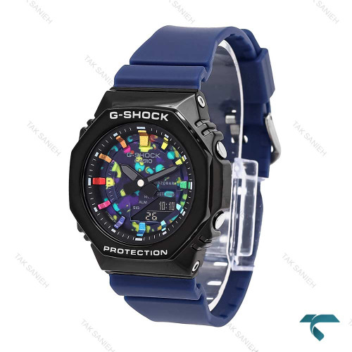 ساعت جیشاک GM-S2100 زنانه سرمه ای مشکی صفحه آبرنگ G-shock-6389-L