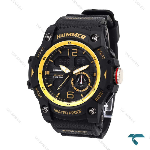 ساعت مچی هامر دوزمانه 1428 مردانه زرد مشکی Hummer-6512-G
