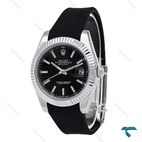 ساعت مردانه رولکس DateJust 2 بند رابر مشکی Rolex-6615-G
