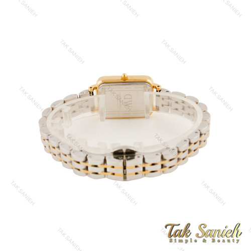 ساعت DW زنانه مستطیلی دورنگ طلایی ایندکس یونانی DW-5628-L