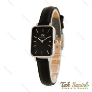 ساعت دنیل ولینگتون زنانه مستطیلی بند چرم سیلور مشکی DW-5632-L