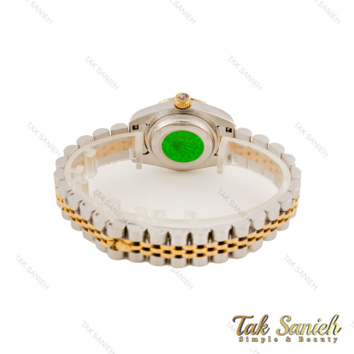 ساعت رولکس زنانه دورنگ طلایی صفحه مشکی خطی Rolex-5646-L