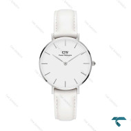 ساعت مچی دنیل ولینگتون زنانه سیلور بند چرم سفید متوسط DW-6642-L
