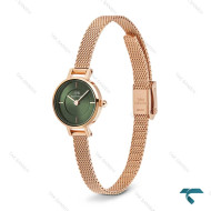 ساعت DW زنانه گرد حصیری مینی رزگلد صفحه سبز DW-6649-L