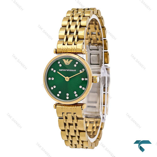 ساعت زنانه امپریو آرمانی مینی طلایی صفحه سبز Armani-6684-L