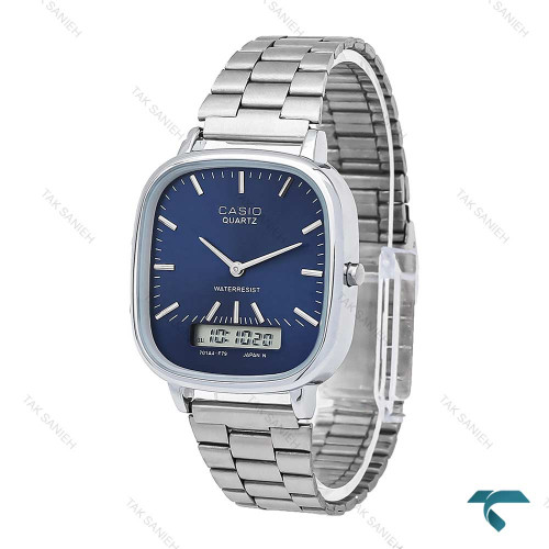 ساعت مردانه کاسیو چهارگوش دوزمانه سیلور صفحه سرمه ای Casio-6708-G ساعت مردانه کاسیو چهارگوش دوزمانه سیلور صفحه سرمه ای Casio-6708-G