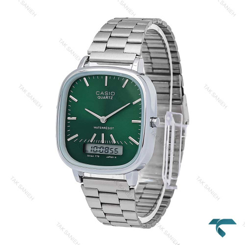 ساعت مردانه کاسیو دوزمانه چهارگوش سیلور صفحه سبز Casio-6713-G ساعت مردانه کاسیو دوزمانه چهارگوش سیلور صفحه سبز Casio-6713-G