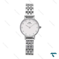 ساعت DW زنانه مینی گرد سیلور سفید ایندکس نگین DW-6761-L