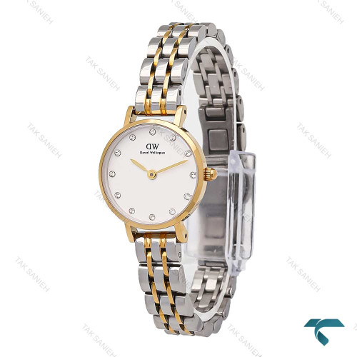 ساعت دنیل واینگتون زنانه مینی گرد دورنگ طلایی ایندکس نگین DW-6762-L