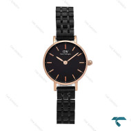 ساعت مچی DW زنانه مینی گرد رزگلد بند مشکی DW-6764-L