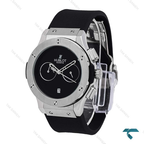ساعت هابلوت زنانه سه موتوره سیلور مشکی صفحه مهندسی Hublot-6782-L
