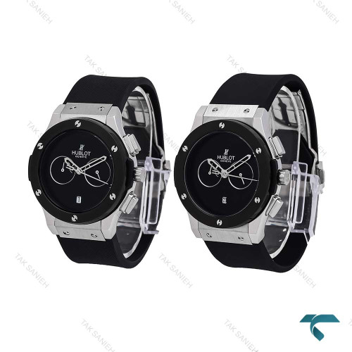ساعت ست هابلوت نقره ای مشکی مهندسی Hublot-6786-S