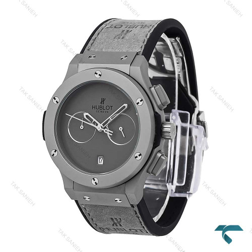 ساعت هابلوت زنانه سه موتوره طوسی صفحه مهندسی Hublot-6788-L