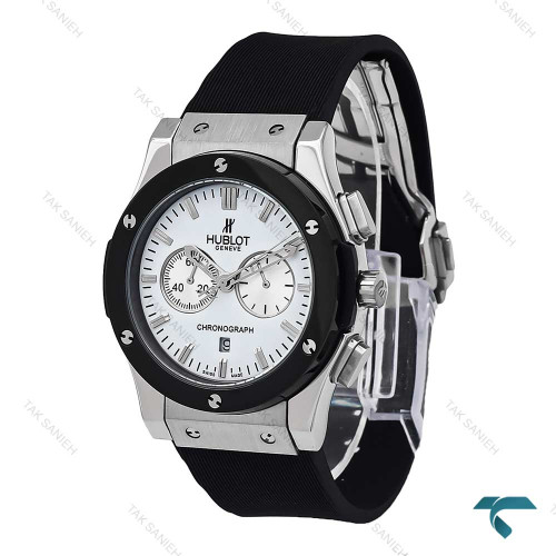 ساعت هابلوت مردانه نقره ای مشکی صفحه سفید Hublot-6794-L