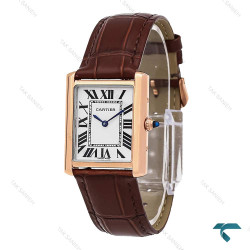 ساعت کارتیر تانک زنانه رزگلد بند چرم قهوه ای متوسط Cartier-6859-L ساعت کارتیر تانک زنانه رزگلد بند چرم قهوه ای متوسط Cartier-6859-L