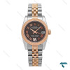 ساعت رولکس دیت جاست زنانه دورنگ رزگلد صفحه دودی Rolex-6897-L