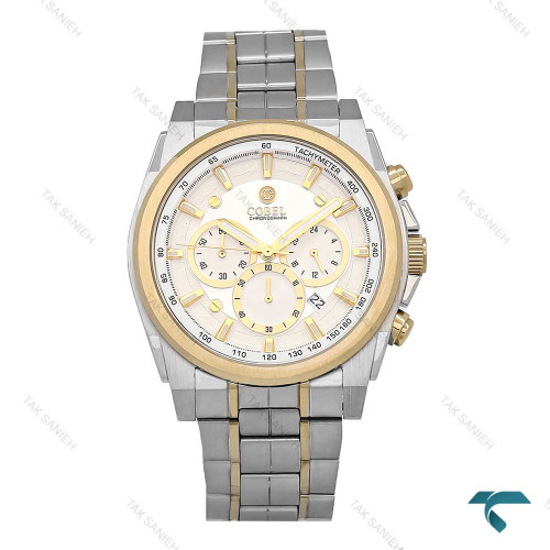 ساعت مردانه کوبل CB6291G دورنگ طلایی صفحه سفید Cobel-6903-G