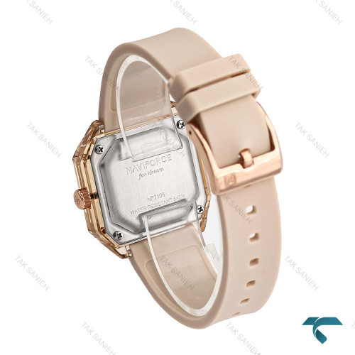 ساعت نیوی فورس NF7106 زنانه کرم NaviForce-6957-L