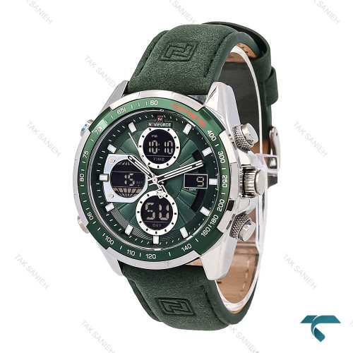 ساعت نیوی فورس NF9197 مردانه نقره ای بند جیر سبز NaviForce-6962-G