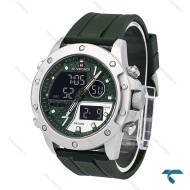 ساعت نیوی فورس NF9221 مردانه سیلور سبز بند رابر NaviForce-6963-G