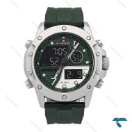 ساعت نیوی فورس NF9221 مردانه سیلور سبز بند رابر NaviForce-6963-G