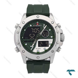 ساعت نیوی فورس NF9221 مردانه سیلور سبز بند رابر NaviForce-6963-G