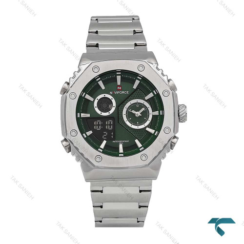 ساعت نیوی فورس NF9216 مردانه سیلور صفحه سبز NaviForce-6988-G