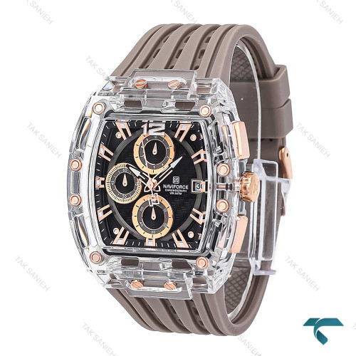 ساعت مردانه نیوی فورس NF7105 رزگلد طوسی NaviForce-6994-G