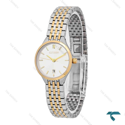 ساعت سیتیزن Citizen زنانه دورنگ طلایی صفحه سفید Citizen-7113-L ساعت سیتیزن Citizen زنانه دورنگ طلایی صفحه سفید Citizen-7113-L