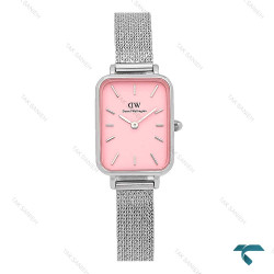 ساعت مچی زنانه DW مستطیلی حصیری سیلور صفحه صورتی DW-7133-L