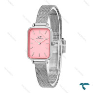 ساعت مچی زنانه DW مستطیلی حصیری سیلور صفحه صورتی DW-7133-L