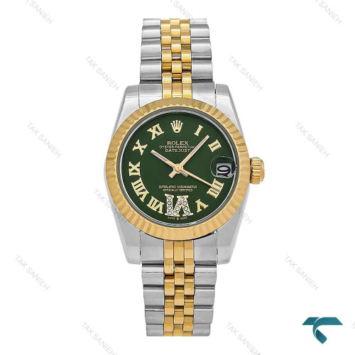 ساعت زنانه Rolex دورنگ طلایی صفحه سبز ایندکس یونانی Rolex-7155-L ساعت زنانه Rolex دورنگ طلایی صفحه سبز ایندکس یونانی Rolex-7155-L