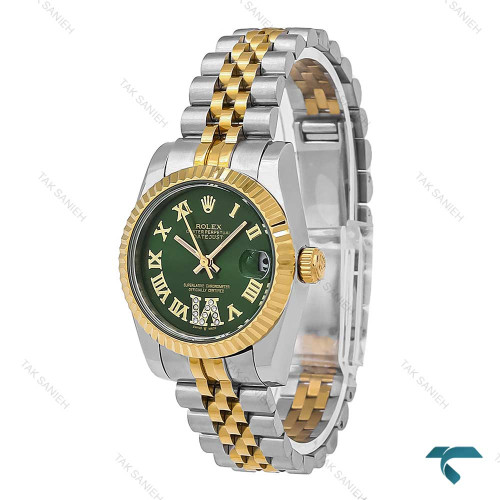 ساعت زنانه Rolex دورنگ طلایی صفحه سبز ایندکس یونانی Rolex-7155-L ساعت زنانه Rolex دورنگ طلایی صفحه سبز ایندکس یونانی Rolex-7155-L