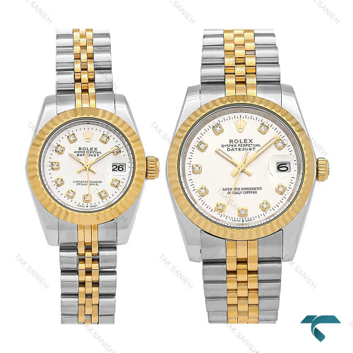 ساعت مچی ست Rolex دورنگ طلایی صفحه سیلور Rolex-7159-S ساعت مچی ست Rolex دورنگ طلایی صفحه سیلور Rolex-7159-S
