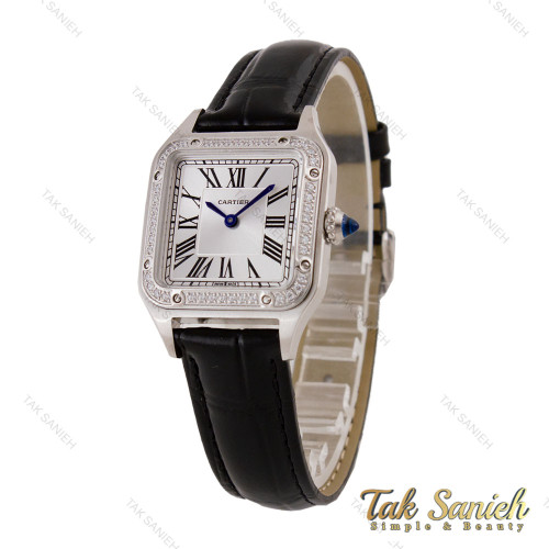 ساعت کارتیه سانتوس دومونت زنانه سیلور مشکی دورنگین Cartier-5678-L ساعت کارتیه سانتوس دومونت زنانه سیلور مشکی دورنگین Cartier-5678-L