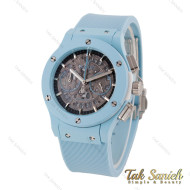 ساعت زنانه هابلوت سه موتوره کرنوگراف آبی آسمانی Hublot-5748-L