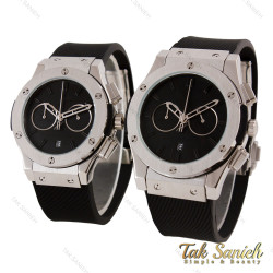 ست هابلوت سه موتوره کرنوگراف سیلور صفحه فول مشکی Hublot-5762-S