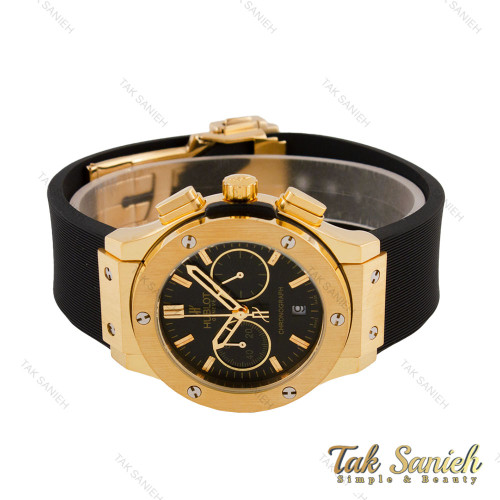 ساعت هابلوت زنانه سه موتوره طلایی صفحه مشکی Hublot-5763-L ساعت هابلوت زنانه سه موتوره طلایی صفحه مشکی Hublot-5763-L