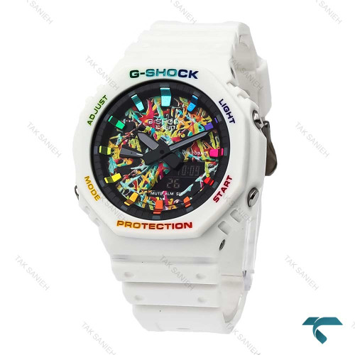 ساعت جیشاک GA2100 مردانه سفید صفحه آبرنگ G-Shock-5819-G ساعت جیشاک GA2100 مردانه سفید صفحه آبرنگ G-Shock-5819-G