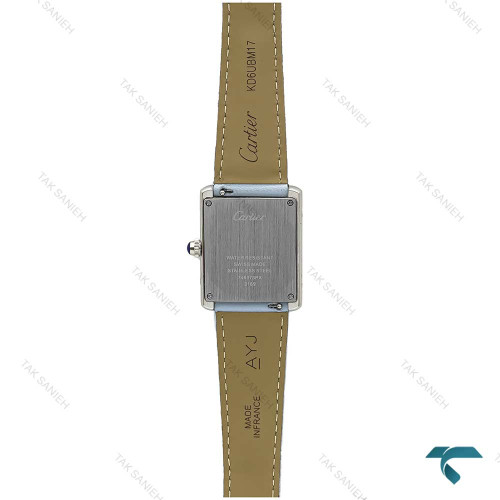 ساعت Cartier کارتیه تانک زنانه سیلور بند چرم آبی آسمانی Cartier-7218-L