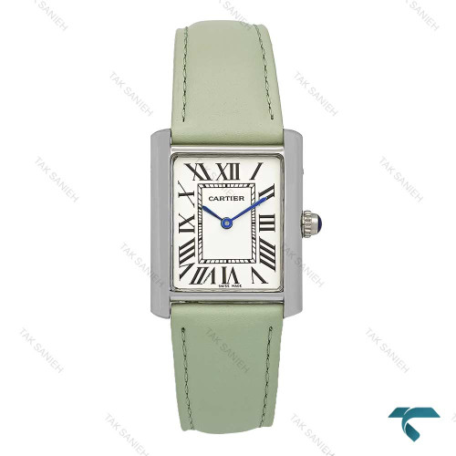 ساعت کارتیر Cartier تانک زنانه سیلور بند چرم سبز Cartier-7219-L ساعت کارتیر Cartier تانک زنانه سیلور بند چرم سبز Cartier-7219-L