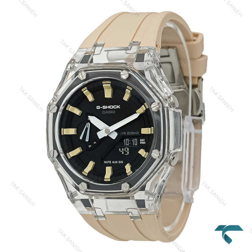  جیشاک GA2100 مردانه شیشه ای کرمی GShock-7591-G