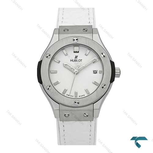 ساعت هابلوت زنانه استیل بند چرم طرح دار سفید Hublot-7597-L ساعت هابلوت زنانه استیل بند چرم طرح دار سفید Hublot-7597-L