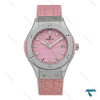 ساعت هابلوت زنانه استیل بند چرم طرح دار صورتی Hublot-7598-L