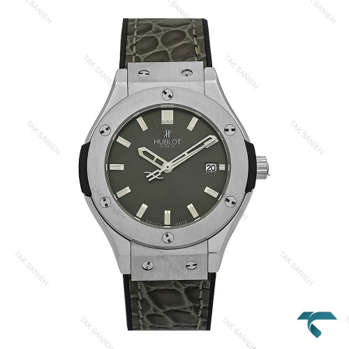 ساعت هابلوت زنانه استیل بند چرم طرح دار طوسی Hublot-7600-L ساعت هابلوت زنانه استیل بند چرم طرح دار طوسی Hublot-7600-L