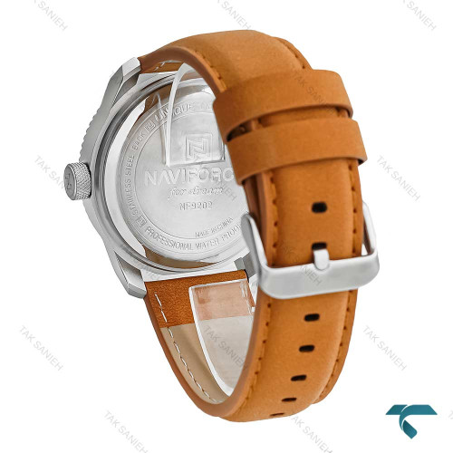 ساعت نیوی فورس NF9202 مردانه بند جیر عسلی NaviForce-7657-G