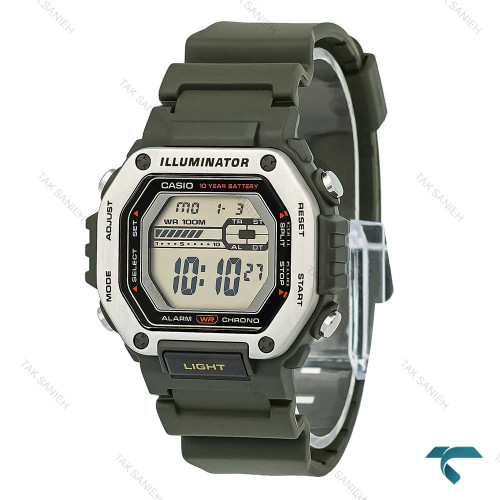 ساعت مردانه کاسیو دیجیتالی MWD-110H بند سبز مقاوم و اسپرت ساعت مچی مردانه کاسیو دیجیتالی مدل MWD-110H با بند سبز، صفحه نمایش جذاب و مقاوم مناسب استفاده روزمره و ورزشی